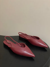 HM 26S NICOLE SLINGBACK IN BURGUNDY RED CALFSKIN SILVER HARDWARE