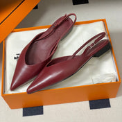 HM 26S NICOLE SLINGBACK IN BURGUNDY RED CALFSKIN SILVER HARDWARE