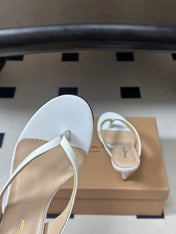 GIANVITO ROSSI 26S THONG HEEL SANDALS 70 MM IN WHITE CALFSKIN