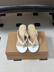 GIANVITO ROSSI 26S THONG HEEL SANDALS 70 MM IN WHITE CALFSKIN