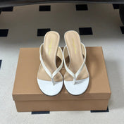 GIANVITO ROSSI 26S THONG HEEL SANDALS 70 MM IN WHITE CALFSKIN