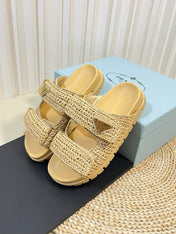 Pra Raffia Cork Slide 40 Beige