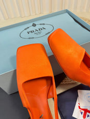 PRA SQUARE TOE SLINGBACK PUMPS BRIGHT ORANGE SATIN