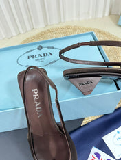 PRA POINTED TOE SLINGBACK PUMPS CHOCOLATE SATIN