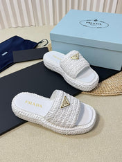 Crochet Flatform Slides 40 White