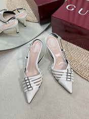 SLINGBACK PUMP 6 CM IN WHITE GLOSSY CALFSKIN