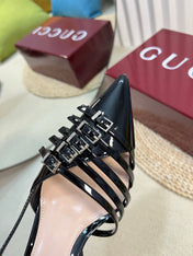 SLINGBACK PUMP 6 CM IN BLACK GLOSSY CALFSKIN