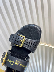 D-AVENUE SLIDES 25S IN BLACK CALFSKIN MICRO CANNAGE MOTIF