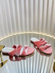 THREE STRAPS MULE IN BRIGHT PINK VELVET