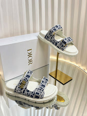 DIORACT SLIDES 25MM IN NAVY BLUE TWEED