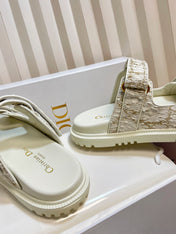 DIORACT SLIDES 25MM IN WHITE AND GOLD TWEED