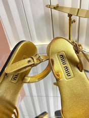 MIUMIU 26S SLINGBACK SANDALS IN GOLD CALFSKIN