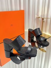 HM 26S MONICA 60 SANDAL IN BLACK CALFSKIN