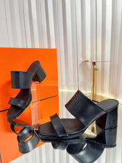 HM 26S MONICA 60 SANDAL IN BLACK CALFSKIN
