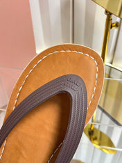 MIUMIU 26S THONG FLAT SANDALS IN DARK BROWN CALFSKIN