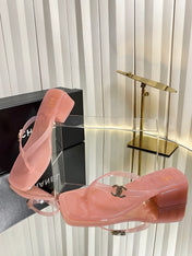 CHANEL 26S TRANSPARENT THONG SANDALS IN PASTEL PINK PVC