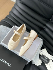 MARY JANE SHOES BEIGE CREAM CORDUROY TWILL FABRIC