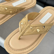 Double C Thong Sandals Lambskin Tan Brown