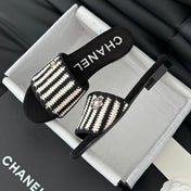 Sheepskins Knit Slippers Black White
