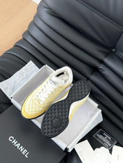 CC SNEAKER IN LIGHT YELLOW MIX WHITE EMBROIDERED LAMBSKIN