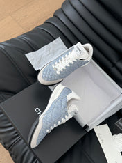 CC SNEAKER IN LIGHT BLUE MIX WHITE EMBROIDERED LAMBSKIN