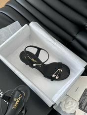 HIGH HEEL 75 MM SANDAL IN BLACK SHEEPSKIN