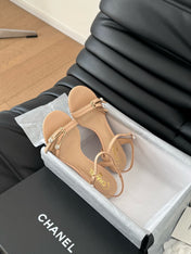 MID-HEEL 35 MM SANDAL IN NUDE TAN SHEEPSKIN