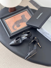 HIGH HEELS WAIST CUTTING IN BLACK CALFSKIN