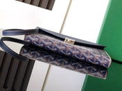 CHYPRE WALLET-POUCH 21 IN NAVY BLUE GOYARDINE CANVAS AND CALFSKIN