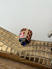 CHANEL 25S CLUTCH 30 IN METALLIC GOLD CROCODILE-EMBOSSED CALFSKIN