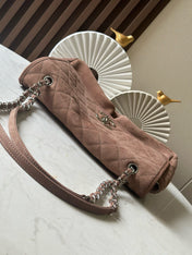 CHANEL 25S FLAP BAG 34 IN BROWN SUEDE