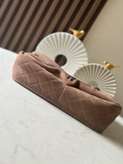 CHANEL 25S FLAP BAG 34 IN BROWN SUEDE