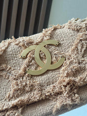 CHANEL 25S FLAP BAG 27 IN BEIGE FABRIC