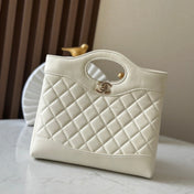 CHANEL 26S MINI SHOPPING BAG 24 IN WHITE LAMBSKIN