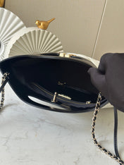 CHANEL 26S MINI SHOPPING BAG 32 IN WHITE AND BLACK LAMBSKIN