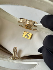 CHANEL 26S MINI SHOPPING BAG 32 IN WHITE LAMBSKIN