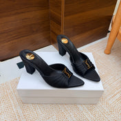 YSL 26S HIGH-HEEL SANDALS 75 MM IN BLACK SATIN