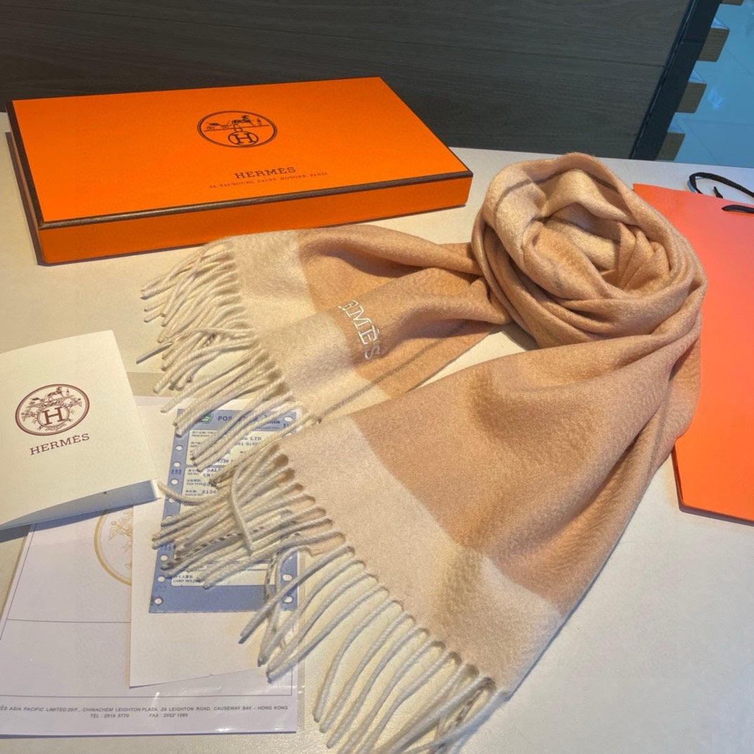 SCARF 180 CM IN CAMEL BEIGE MIX WHITE CASHMERE 366048