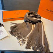 SCARF 180 CM IN MEDIUM BROWN MIX WHITE CASHMERE 376517