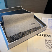 SCARF 180 CM IN BLACK MIX LIGHT GRAY WOOL AND CASHMERE 415236