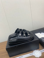 DAD SANDAL IN BLACK LAMBSKIN MULE