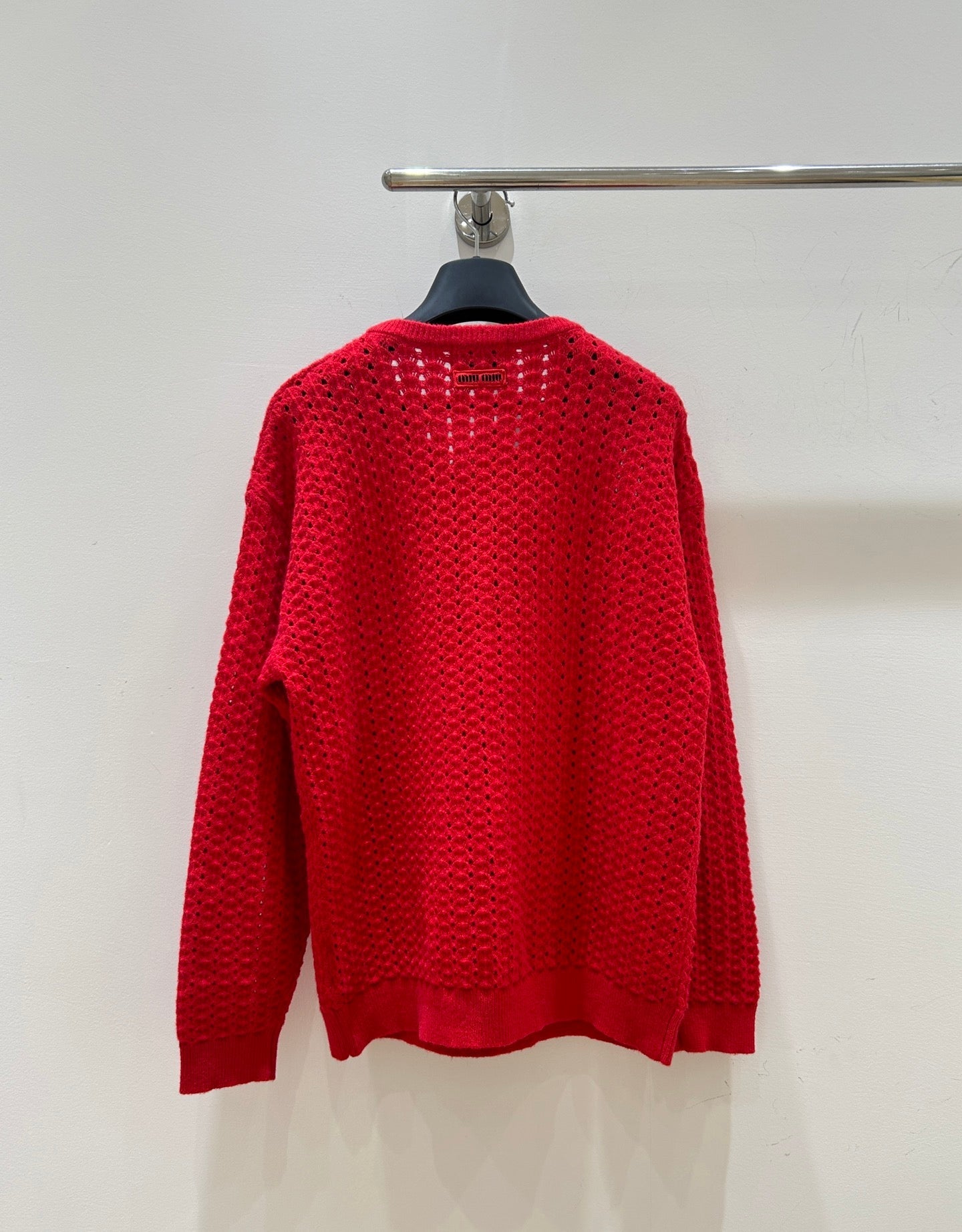 MIUMIU 26S V-NECK OPENWORK KNIT SWEATER 1429
