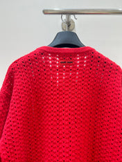 MIUMIU 26S V-NECK OPENWORK KNIT SWEATER 1429