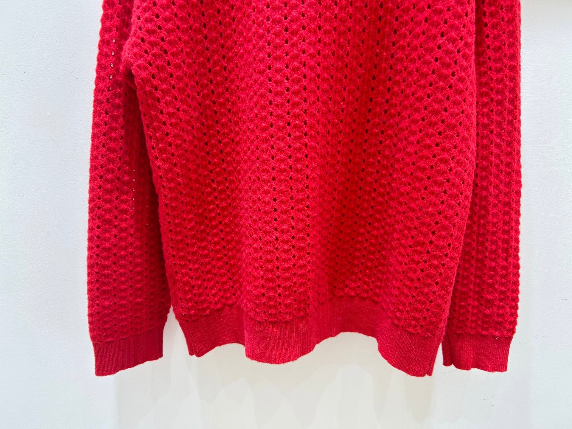 MIUMIU 26S V-NECK OPENWORK KNIT SWEATER 1429
