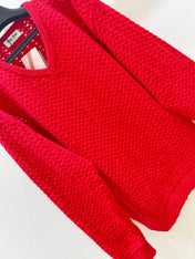 MIUMIU 26S V-NECK OPENWORK KNIT SWEATER 1429