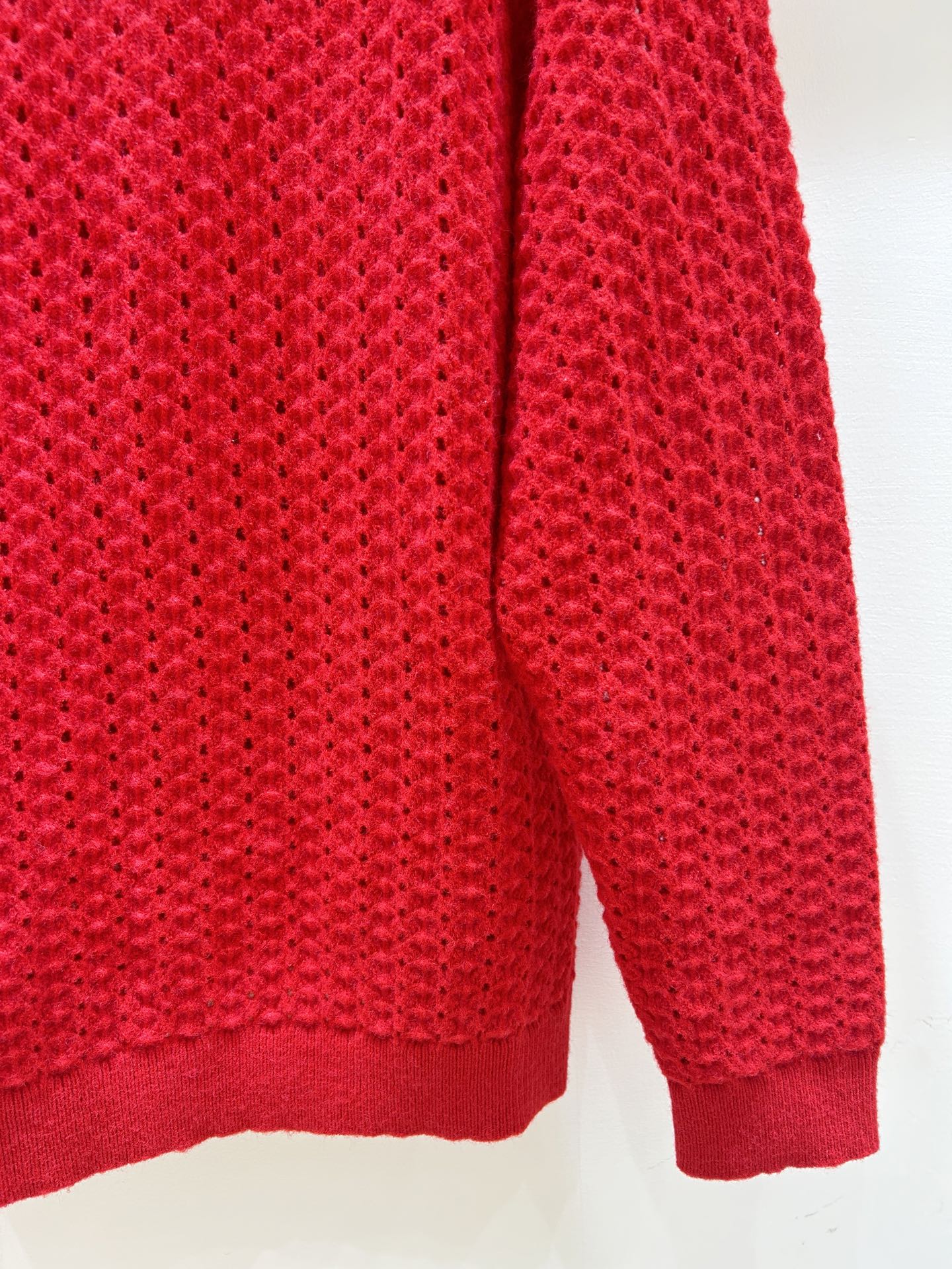 MIUMIU 26S V-NECK OPENWORK KNIT SWEATER 1429