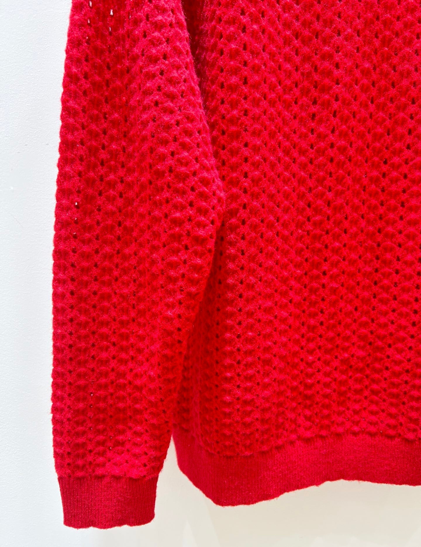 MIUMIU 26S V-NECK OPENWORK KNIT SWEATER 1429