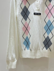 MIUMIU 26S LONG-SLEEVE KNIT POLO SWEATER 1270