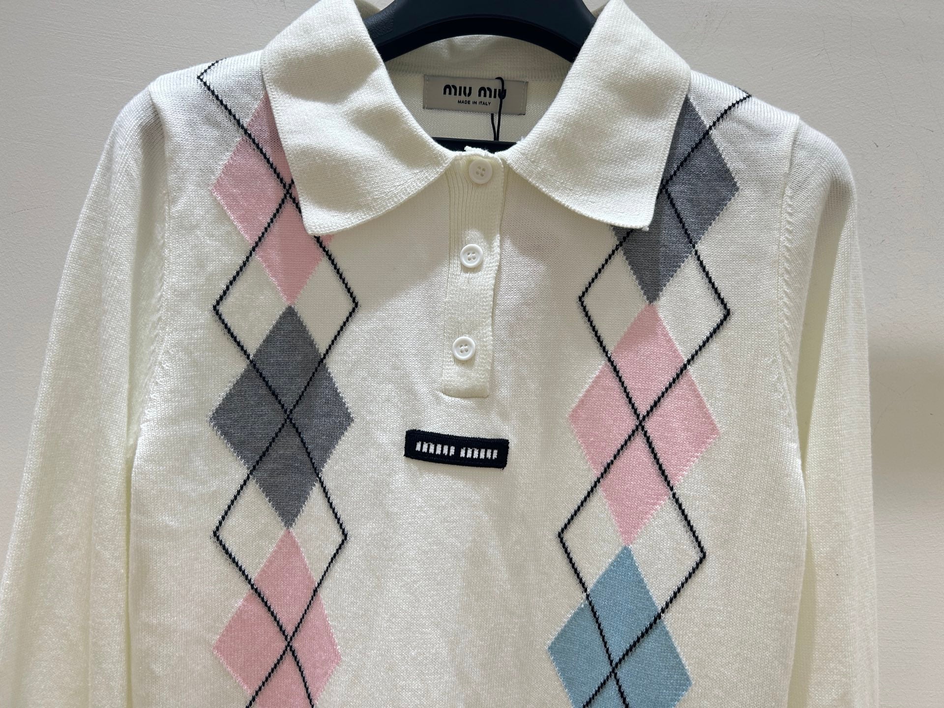 MIUMIU 26S LONG-SLEEVE KNIT POLO SWEATER 1270
