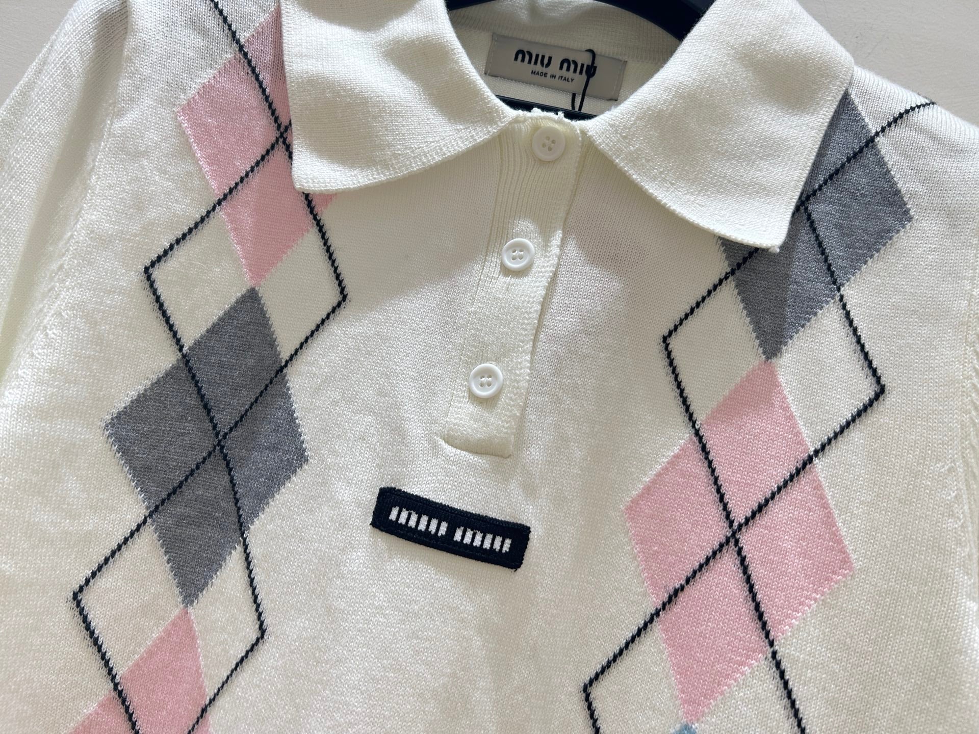 MIUMIU 26S LONG-SLEEVE KNIT POLO SWEATER 1270